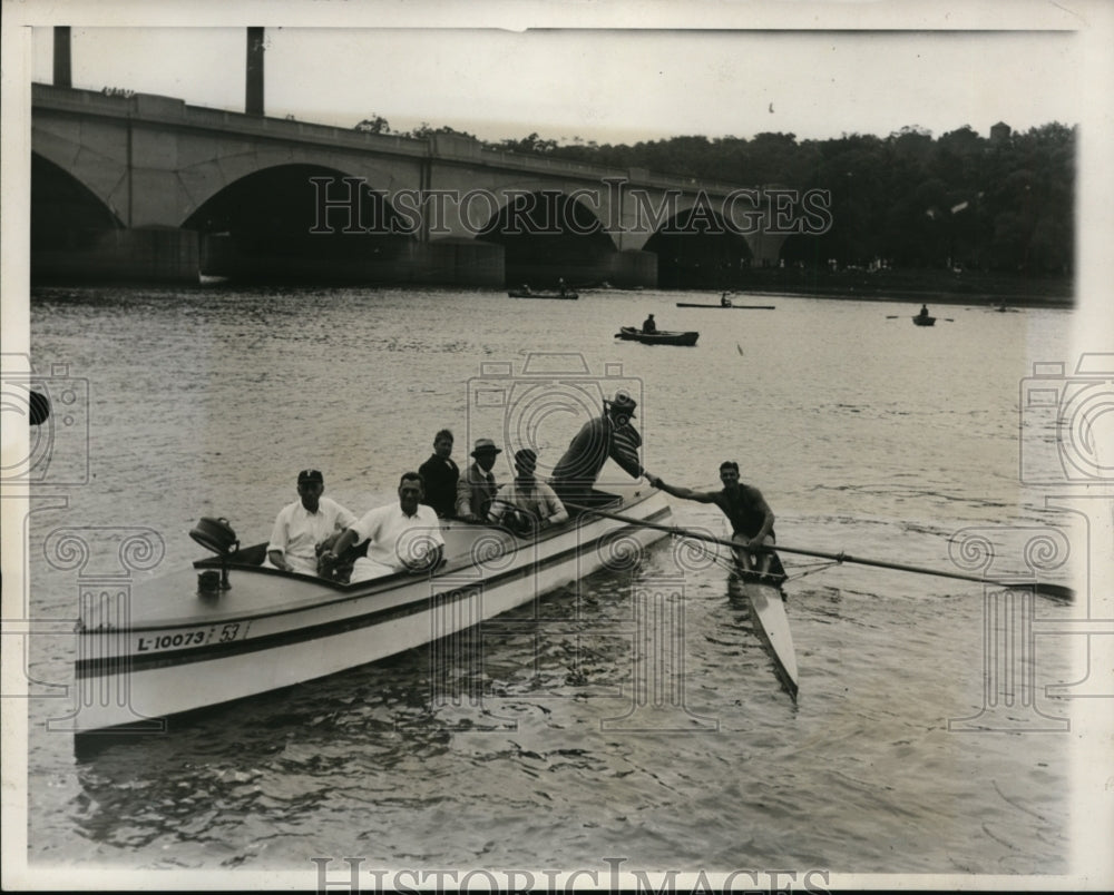 1932 Mayor JH Moore pf Phliadelphia & William Miller at Rowing Champ - Historic Images