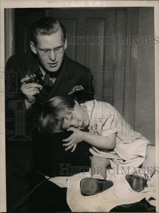 1937 Joan Higgins Blind & Deaf with Dr Robert Gault  - Historic Images