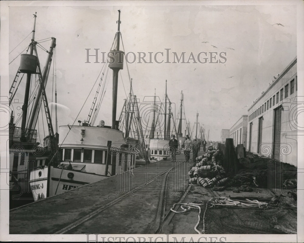 1936 Press Photo San Francisco Harbor High Seas Sardine Fishing Fleet-Historic Images