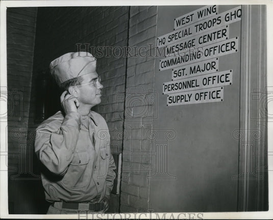 1941 Private William McChesney Martin, Jr Looking At The Signs - Historic Images