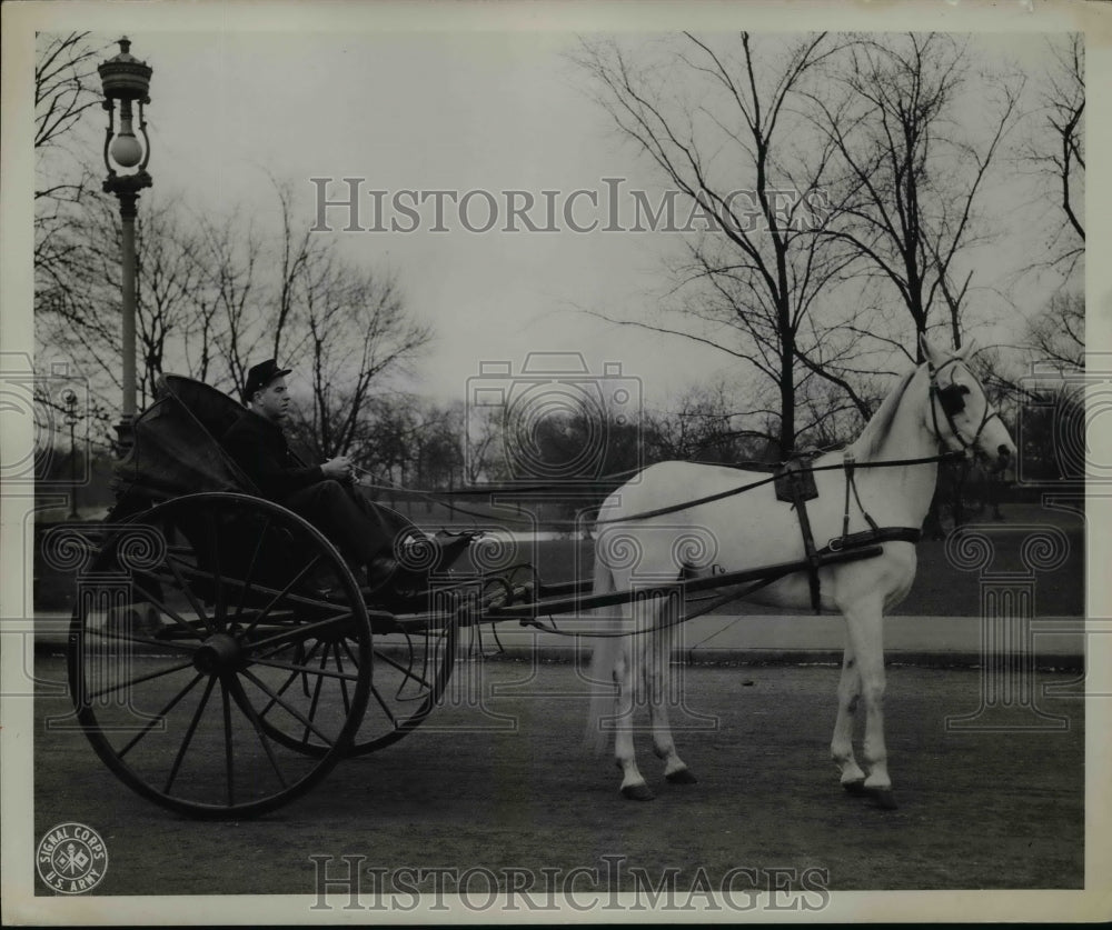 Press Photo Man in Horse-Drawn Cart - ney12211-Historic Images