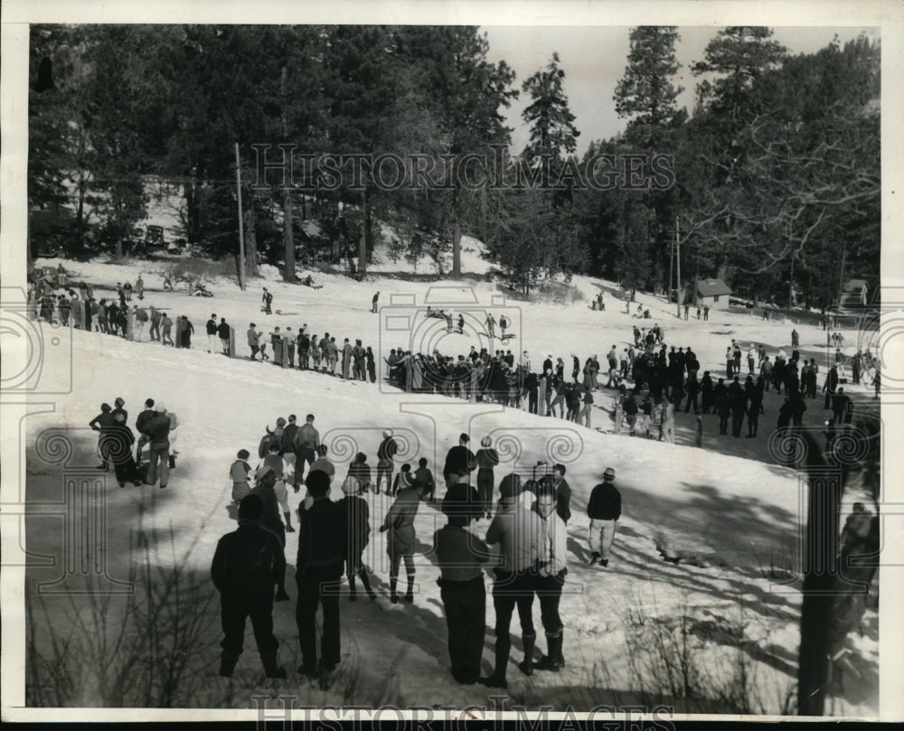 1936 Big Crowd at Ski Jump During Winter Sports Carnival Big Pines - Historic Images