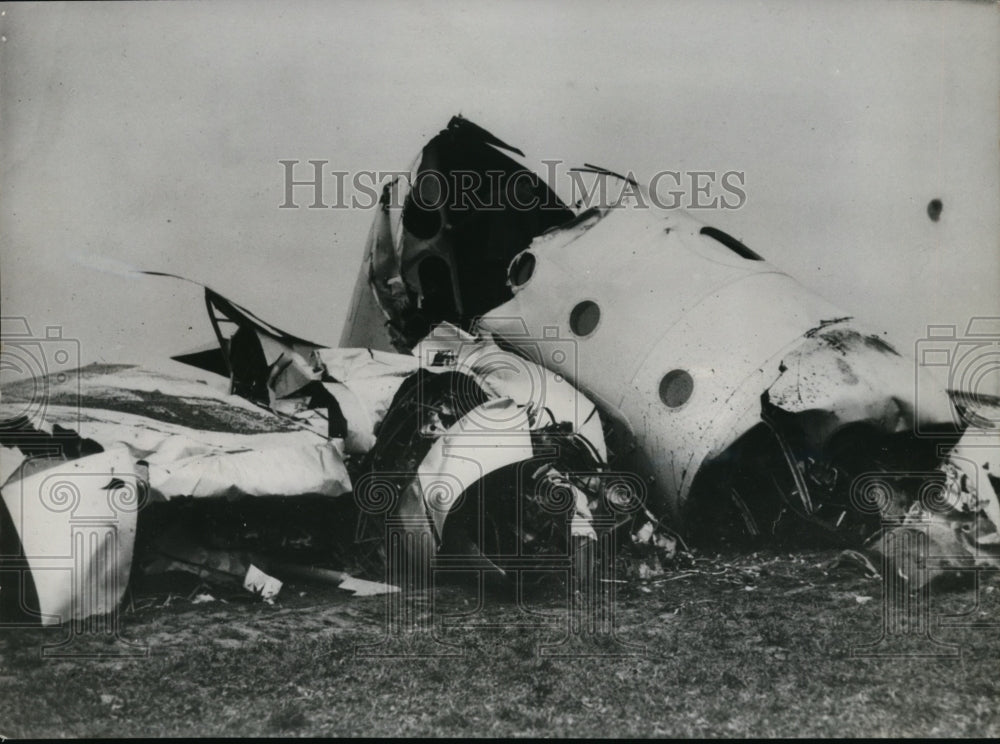 1938 Press Photo Crumpled wreckage of the Stratosphere Air Liner at Brussels-Historic Images