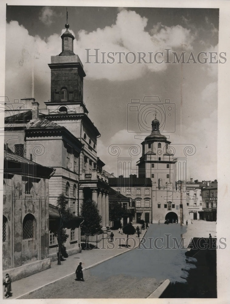 1939 Press Photo View Of City Hall In Lubin Poland - Historic Images