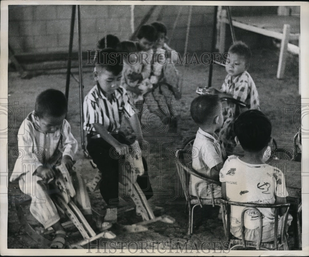 1960 Press Photo Children Play in Vi Thanh, Vietnam Nursery - ney14711-Historic Images