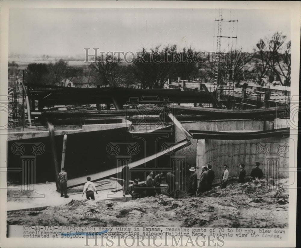 1925 Press Photo Steel Framework Destroyed in High Winds Lawrence Kansas-Historic Images