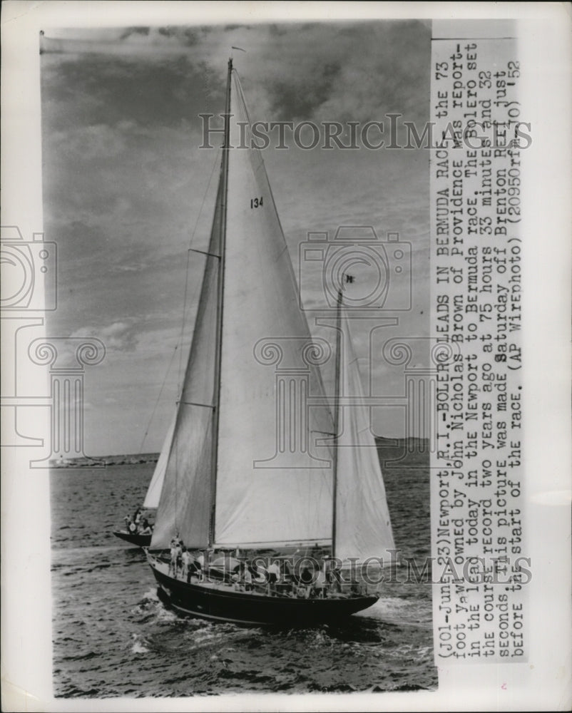 1952 Racing Yacht &quot;Bolero&quot; of John Nicholas Brown  - Historic Images