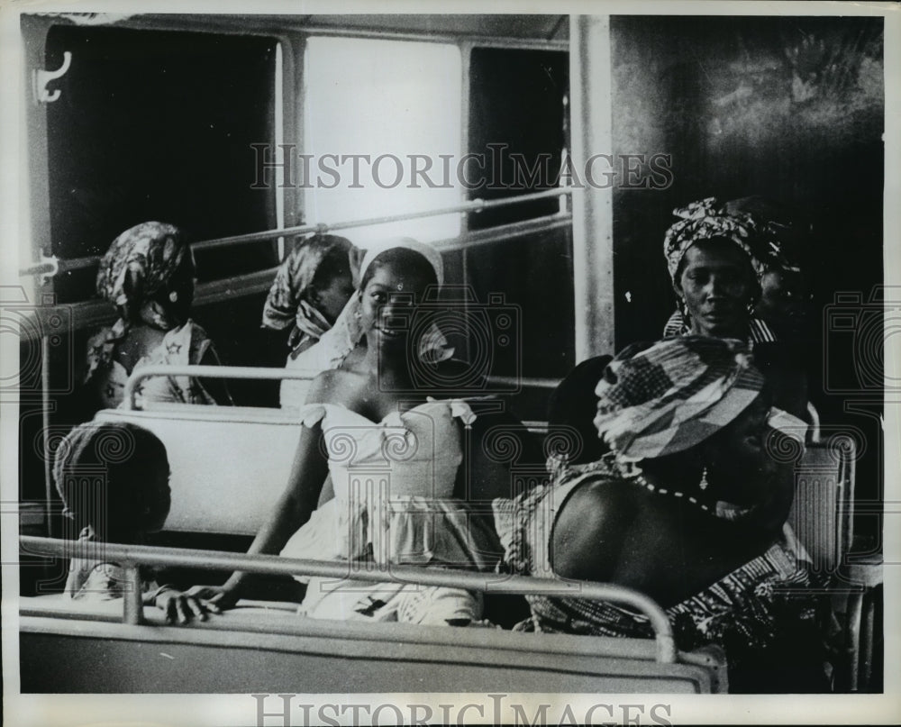 1962 Press Photo Guinea Women Riding Bus in Communist Hungary - ney21307-Historic Images