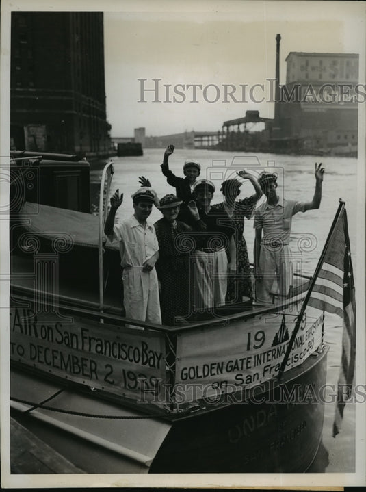 1938 Press Photo Edward House & Friends Departing on 10,000 Mile Boat Cruise-Historic Images