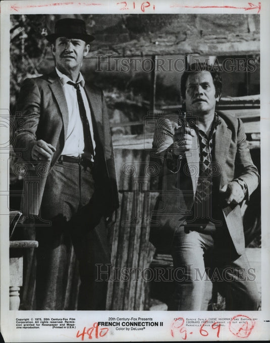 1975 Actors Gene Hackman & Bernard Fresson in French Connection II - Historic Images
