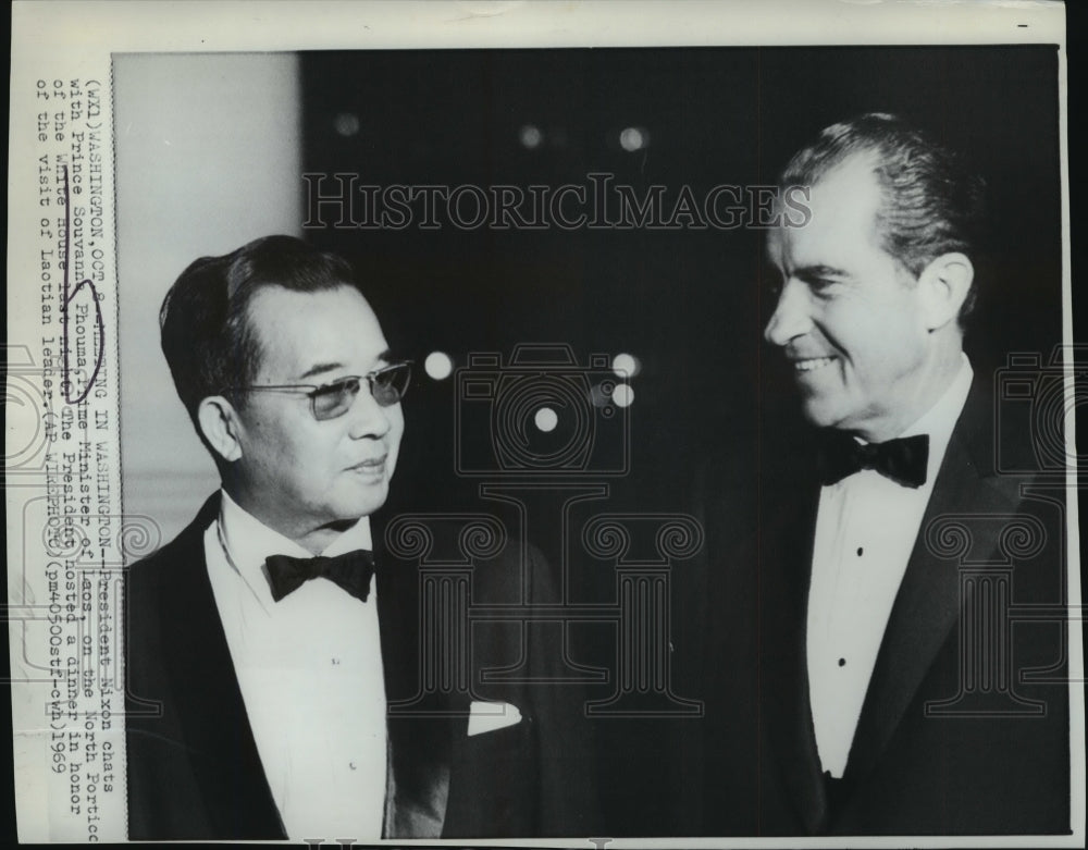 1969 Press Photo Pres Nixon Chats with Prince Souvanna Phouma at White House - Historic Images