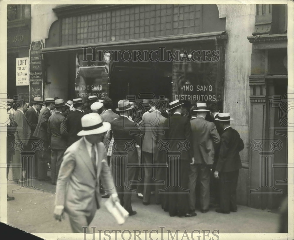 1931 Crowd Before Wire Brick Store  - Historic Images