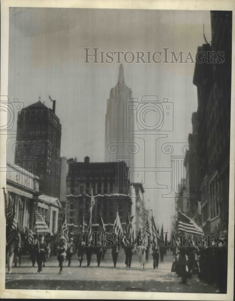 1937 Press Photo Legion Marching on North &amp; 5th Avenue - Historic Images