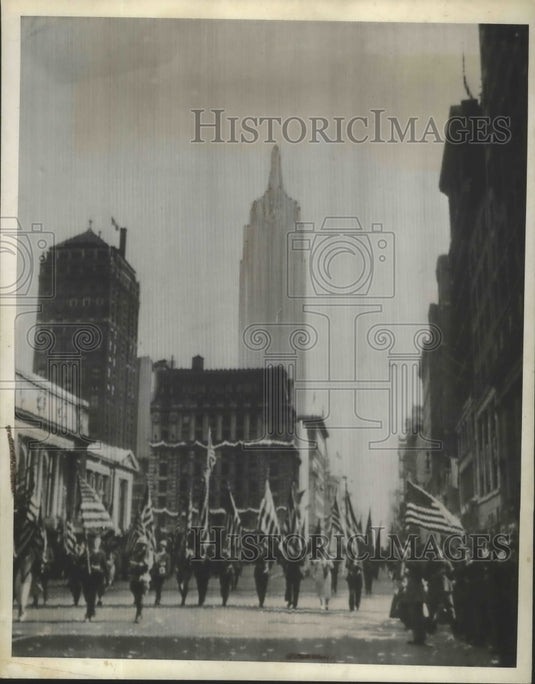 1937 Press Photo Legion Marching on North & 5th Avenue - Historic Images