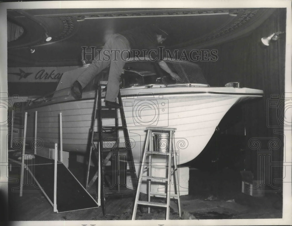 1961 Man Working on Boat  - Historic Images