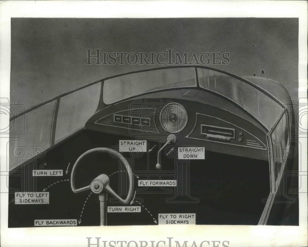 1943 Press Photo Helicopter with All Parts on Cockpit Labeled - Historic Images