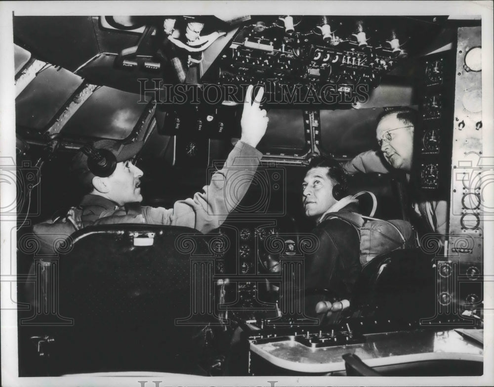 1952 Press Photo Complex Cockpit of Airplane with 100 Instruments &amp; Dials - Historic Images