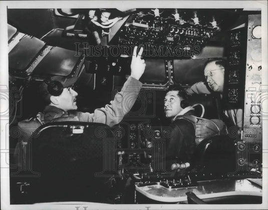 1952 Press Photo Complex Cockpit of Airplane with 100 Instruments & Dials - Historic Images