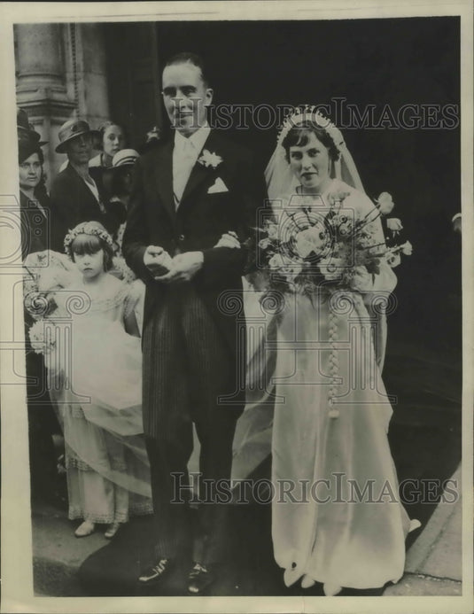 1935 Press Photo Wedding of Mr Randall Stephen O'Keefe to Eileen Malcomson - Historic Images