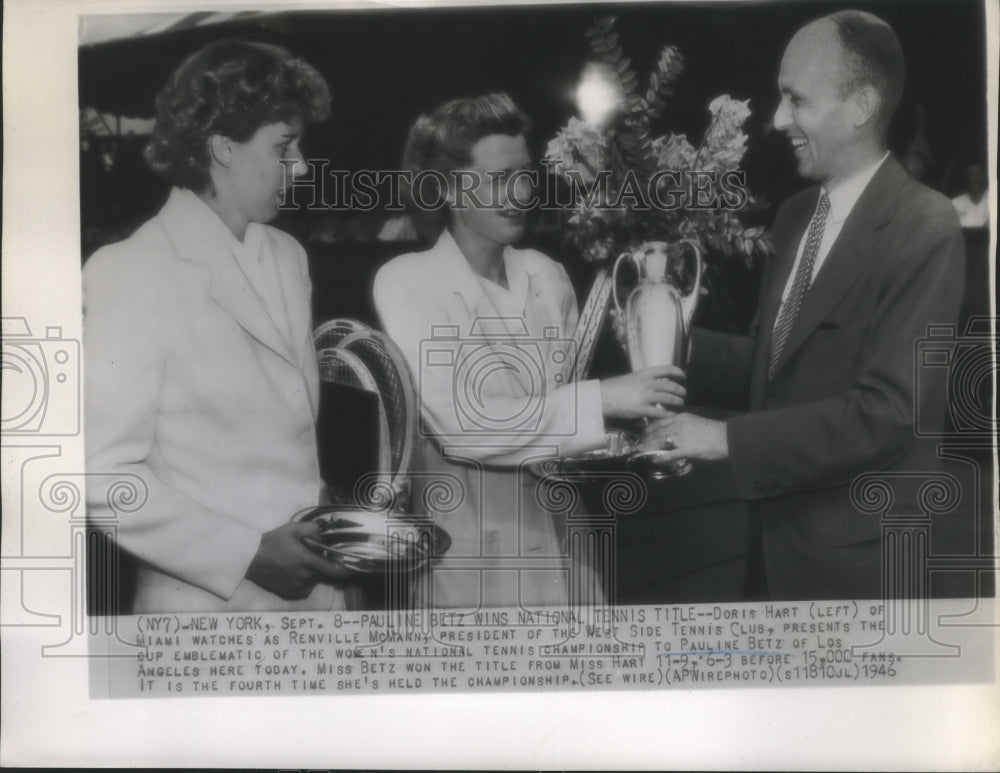 1946 Press Photo Pauline Betz Wins National Tennis Title - Historic Images