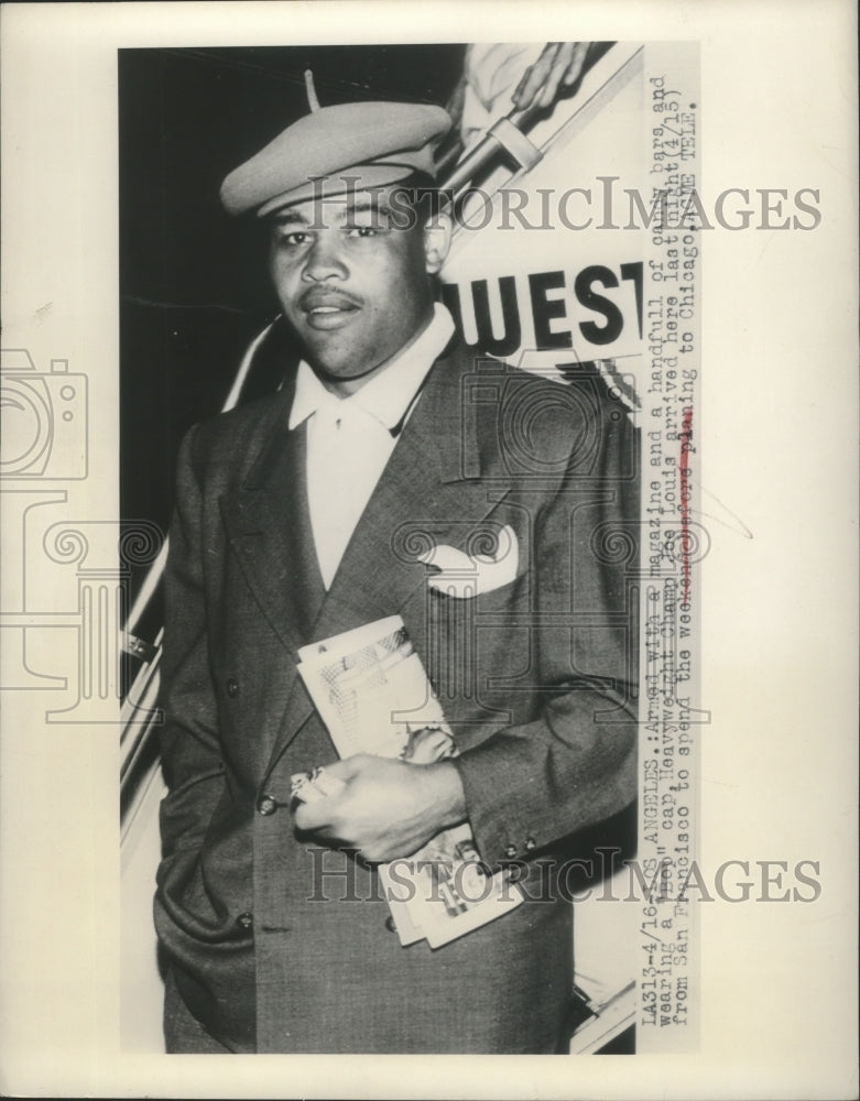 1949 Press Photo Heavyweight Champion Joe Louis in Los Angeles - ney27591 - Historic Images