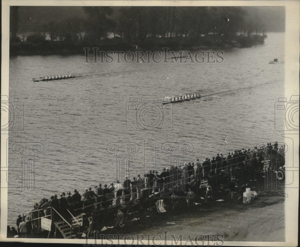 1928 Press Photo Columbia Wins Junior Varsity Rowing Meet Schuylkill River, PA - Historic Images