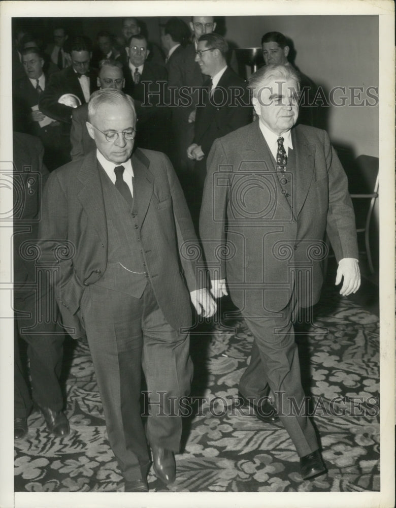 1950 President John Lewis and Thomas Kennedy Enter Conference Room - Historic Images