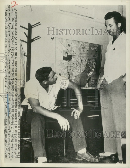 1951 Press Photo John Pelini College Student Confessed Setting Off Dynamite-Historic Images