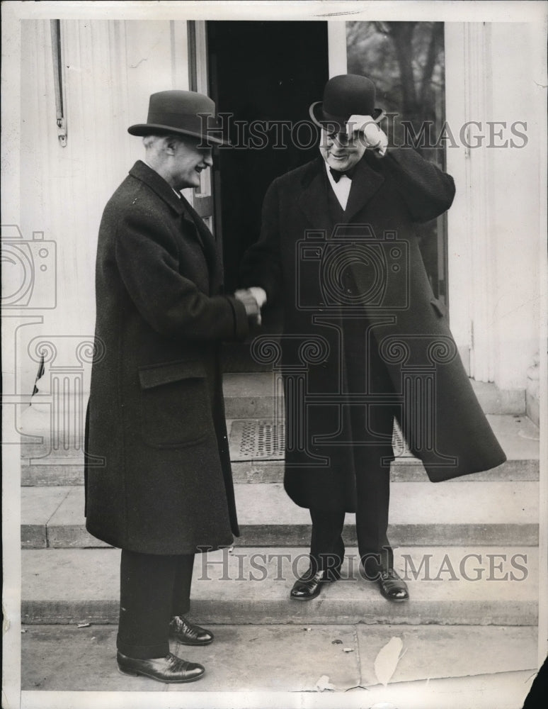 1933 Press Photo Atlee Pomerene and C.A. Miller Leaving The White House in DC - Historic Images