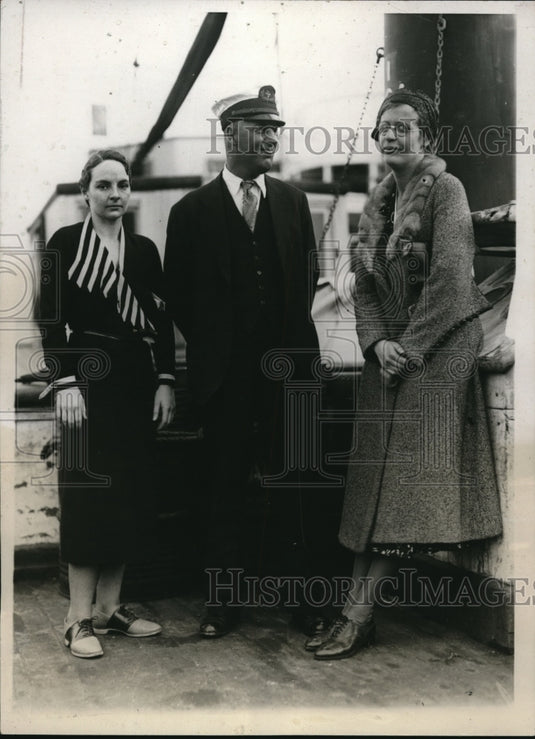 1932 Press Photo Capt Iversen, Elizabeth Coolidge & Marion Ward Mission Workers - Historic Images