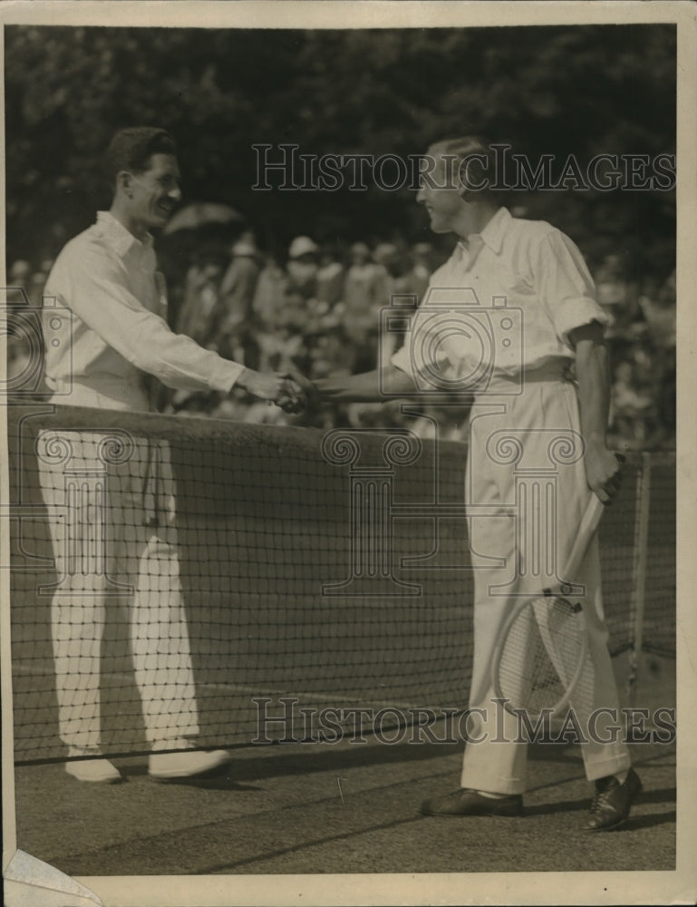 1923 Vintage Photo Brugnon Congratulates John Hawkes Brookline Courts - Historic Images