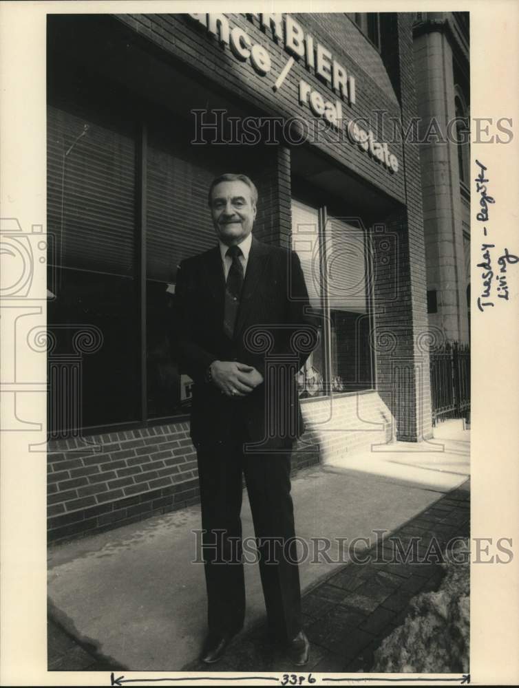 Press Photo Arthur Barbieri outside Real Estate Office - nha08207- Historic Images