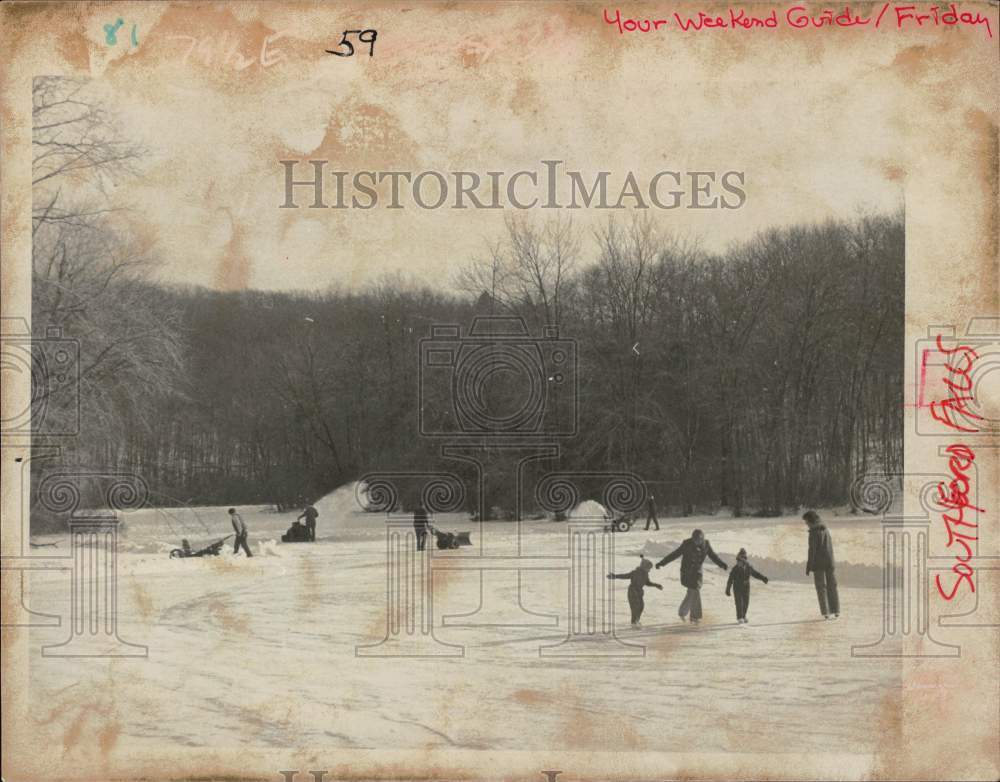 Press Photo Ice Skaters at Southford Falls - nha15736 - Historic Images