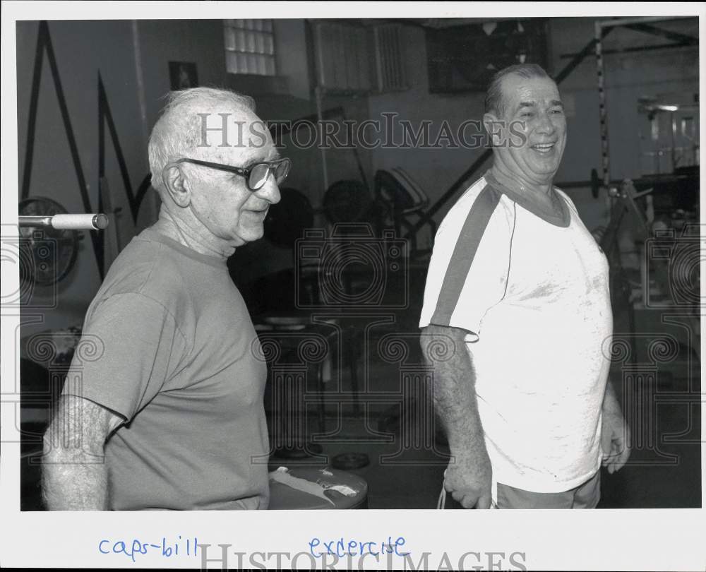 Press Photo Men at Exercise Gym - nht05439 - Historic Images