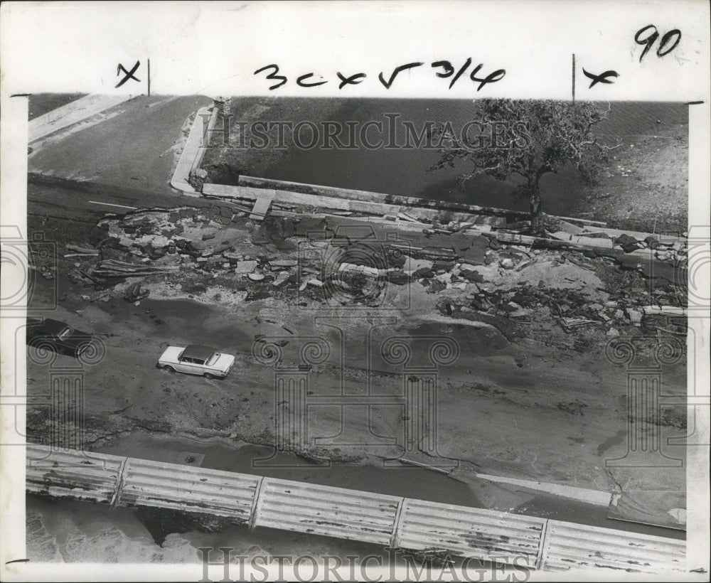 1969 Highway 90 Roadway Torn Up, Hurricane Camille  - Historic Images