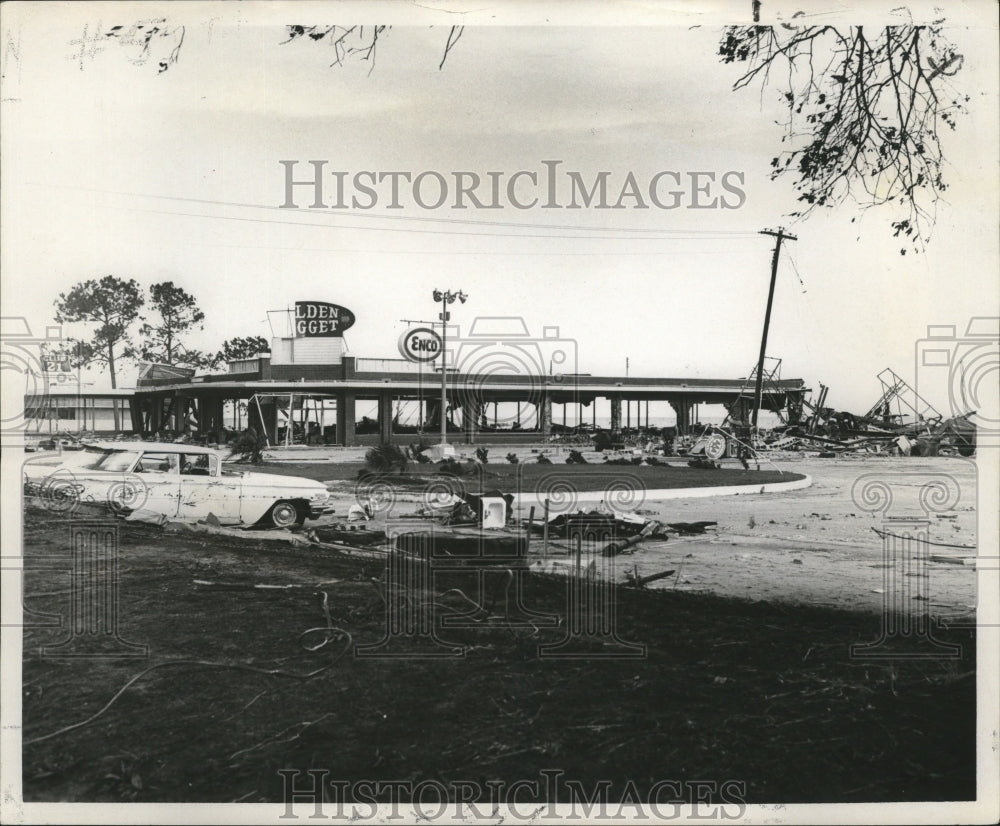 1969 Press Photo Hurricane Camille Guts Out The Interior Golden Nugget Building - Historic Images