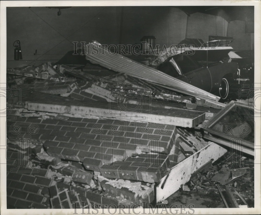 1969 Wall Collapses on Cars in Gulfport, MS, Hurricane Camille - Historic Images