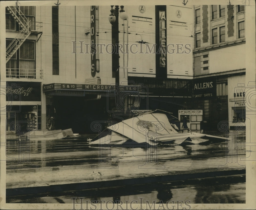 1948 Damaged Sign on Canal Street After Hurricane - Historic Images