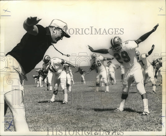 1968 New Orleans Saints Head Coach Tom Fears Leads Team in Exercises - Historic Images