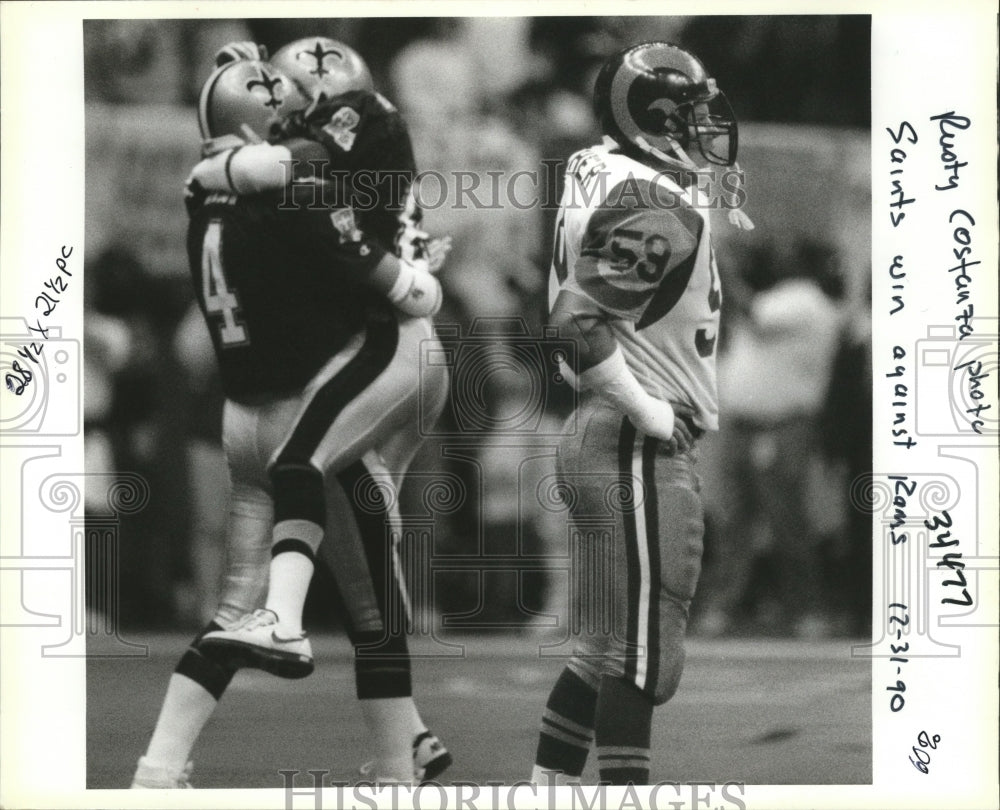 1990 New Orleans Saints Players Celebrate Victory Over Rams - Historic Images