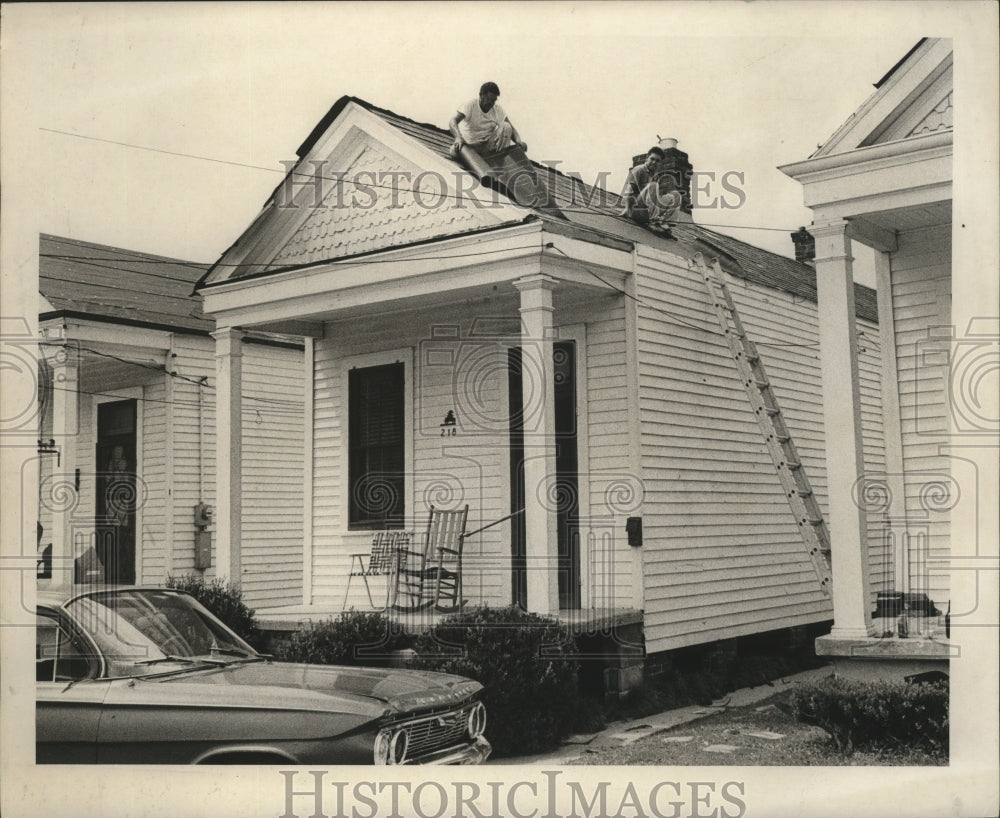 1965 Hurricane Betsy - 218 Holly Grove, home with roof damage. - Historic Images