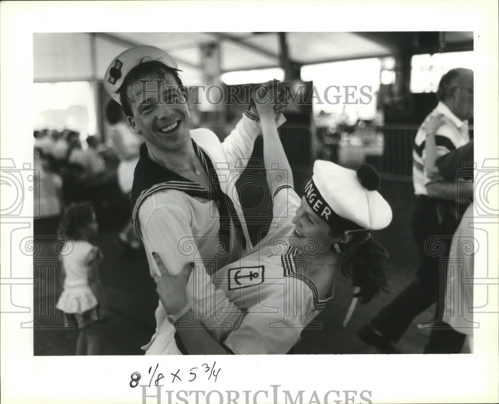 1991 Press Photo New Orleans Jazz Festival - Christ Reilly &amp; Ginger from Paris. - Historic Images