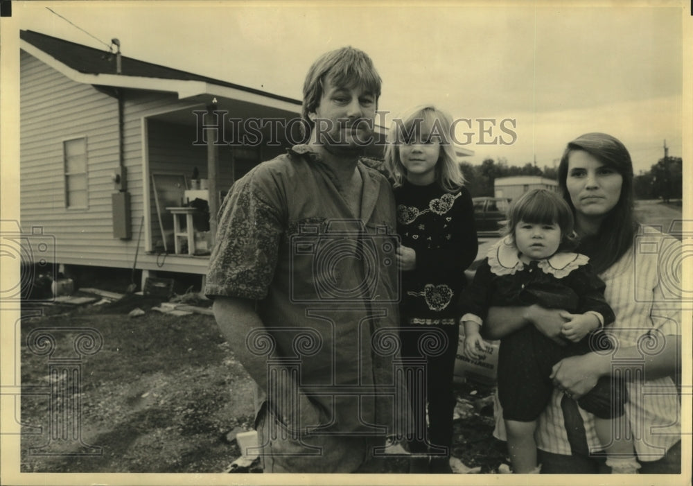 1992 Prine Family with New Home After Hurricane Andrew Louisana - Historic Images