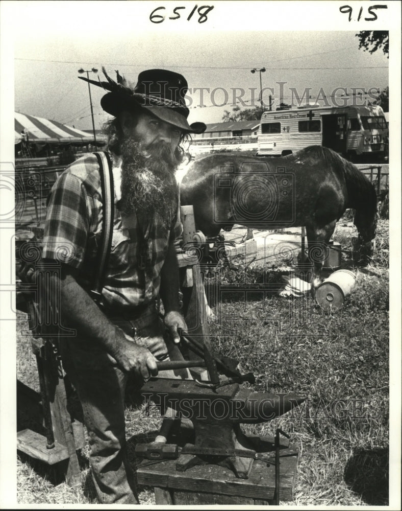 1981 Black Smith Shows Crowd His Livelihood, Heritage Fest, NOLA - Historic Images