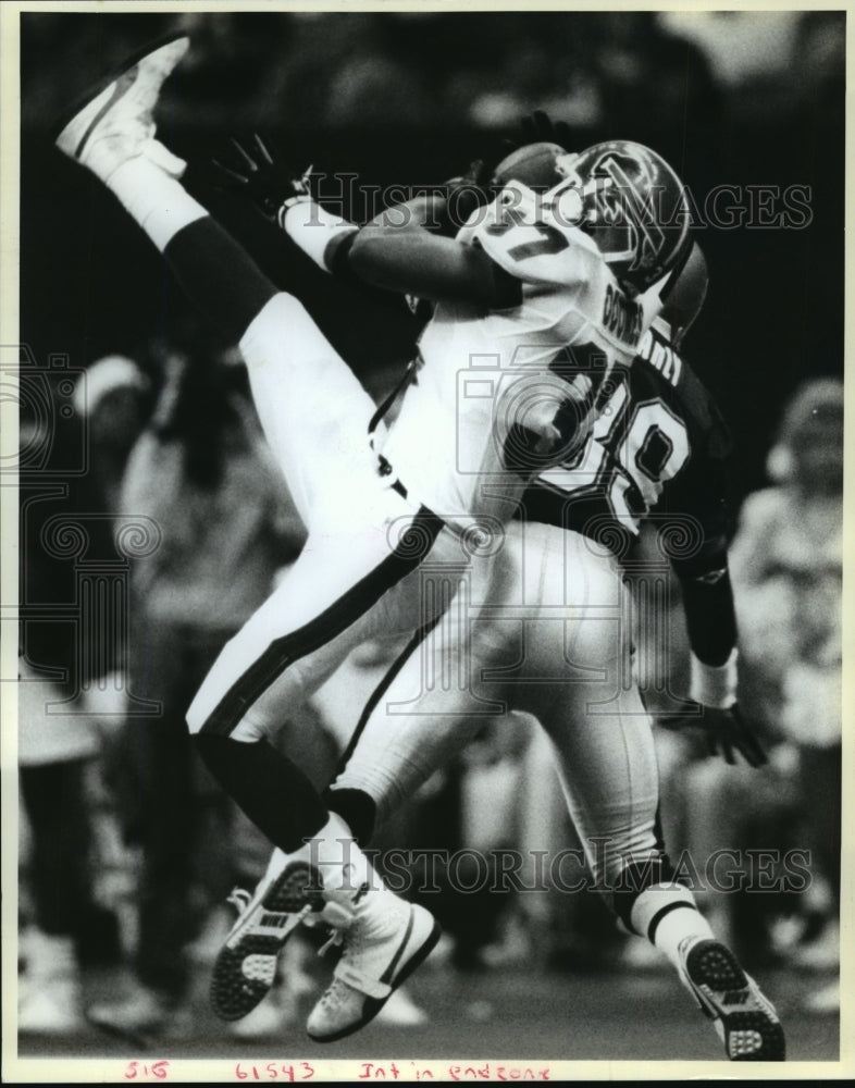 1992 Press Photo New Orleans Saints Interception in the End Zone - noa01447-Historic Images