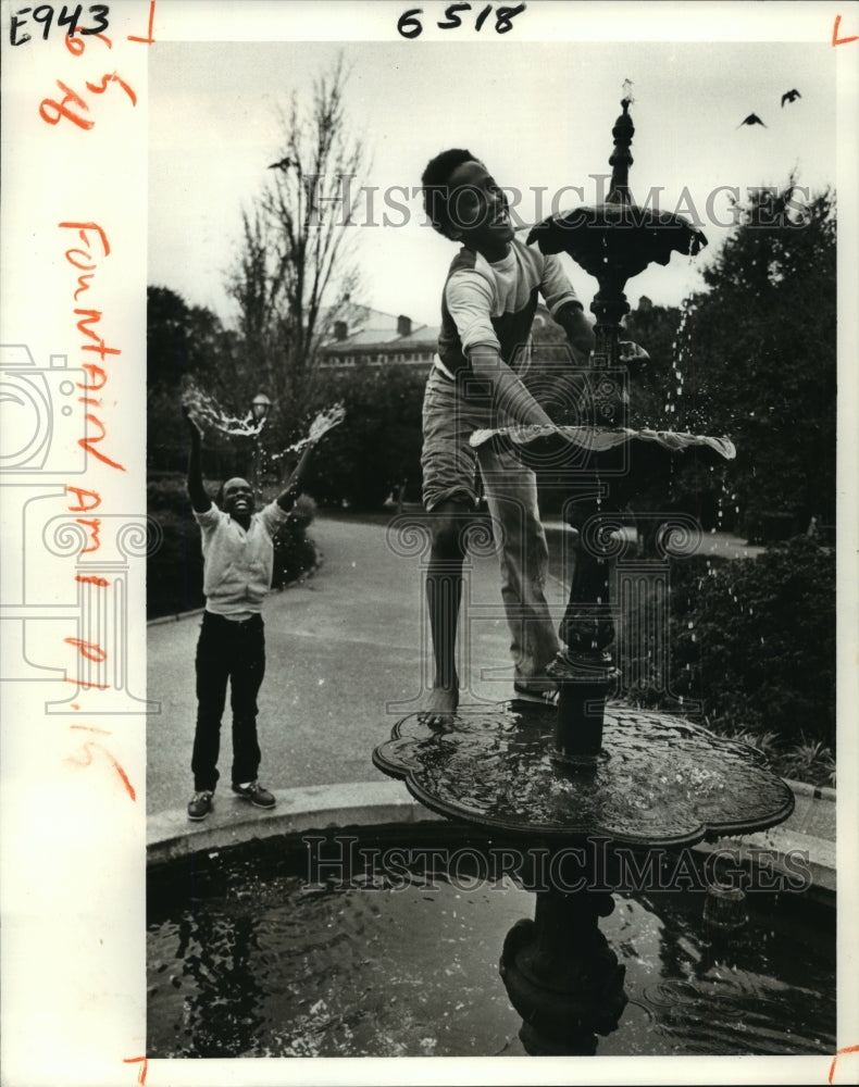 1981 Children Playing in Fountain at Jackson Square - Historic Images