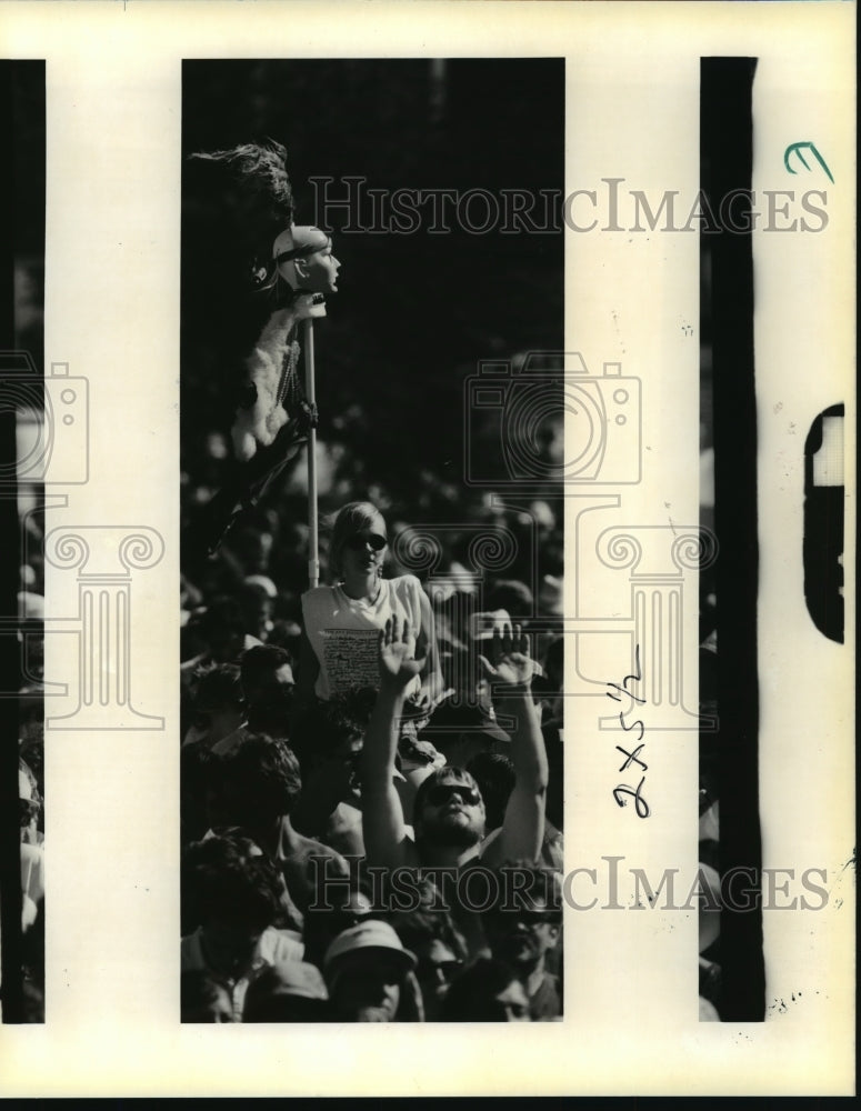 1990 New Orleans Jazz Festival - Heads on a stick waved by patrons.-Historic Images