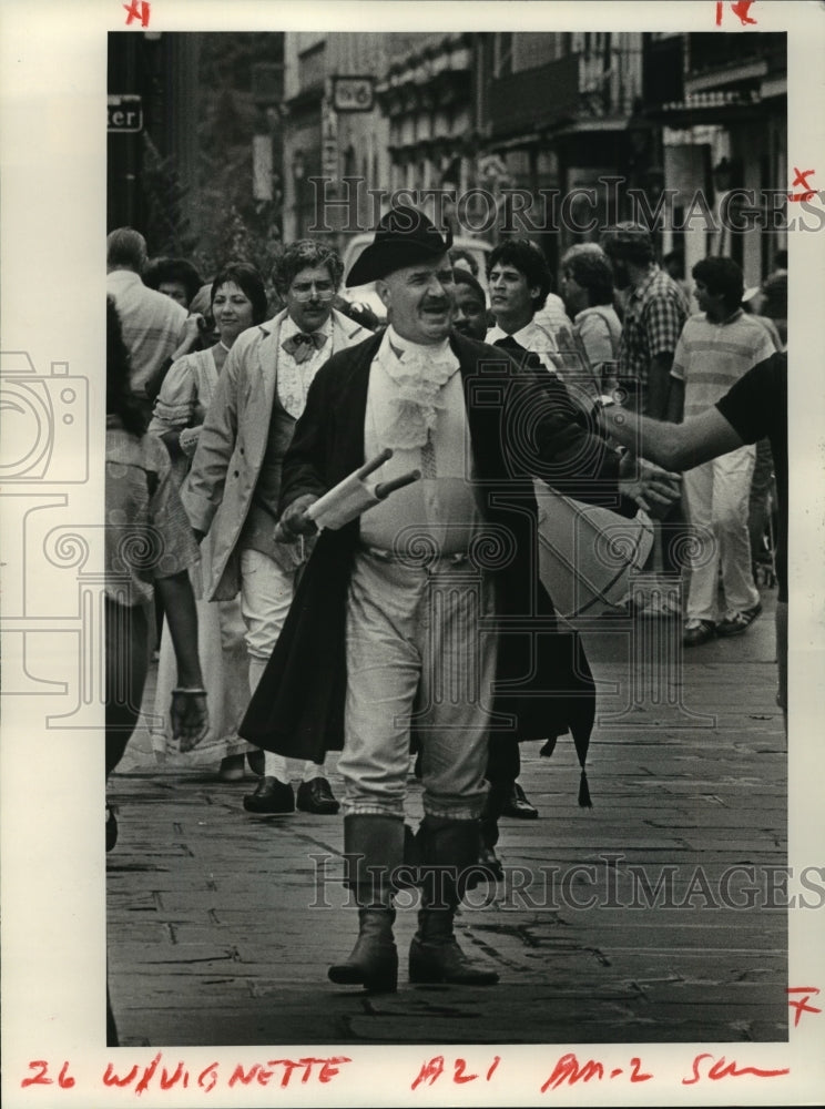 1985 Jackson Square - Walter Perseveaux plays a town crier. - Historic Images