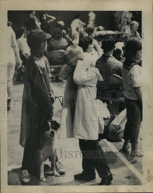 1965 Kids with Dog At Saint Dominic's Hurricane Betsy  - Historic Images