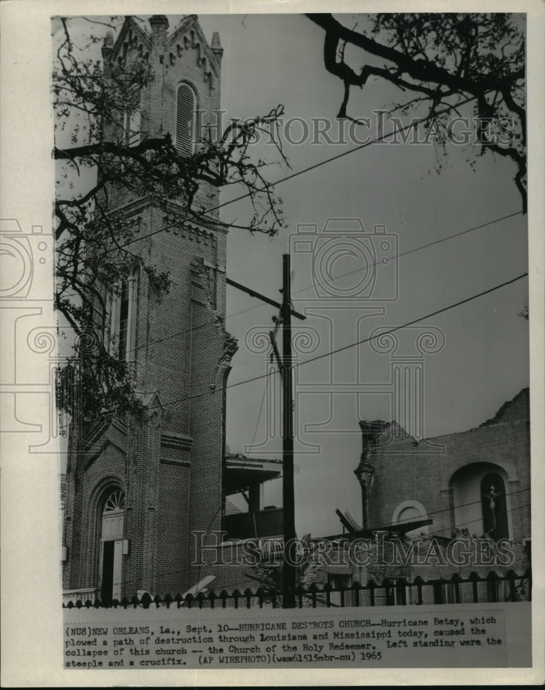 1965 Hurricane Betsy - Church of Holy Redeemer Steeple &amp; Crucifix - Historic Images